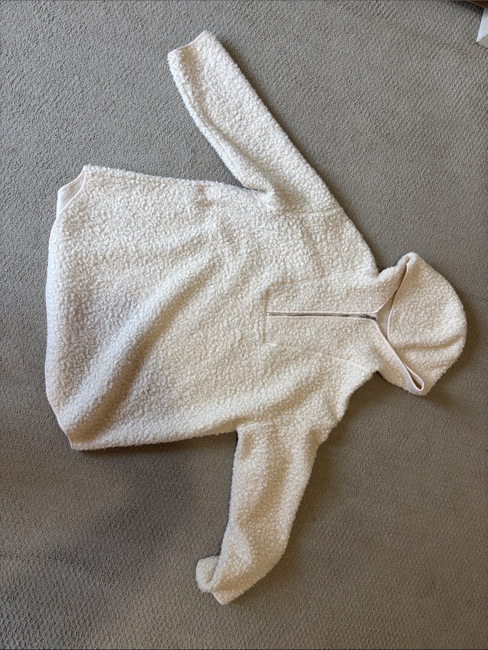 H&M Cream Sherpa Half-Zip Hoodie